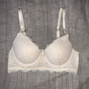 Aerie Real Power Eyelash Lace Plunge Push Up Bra
